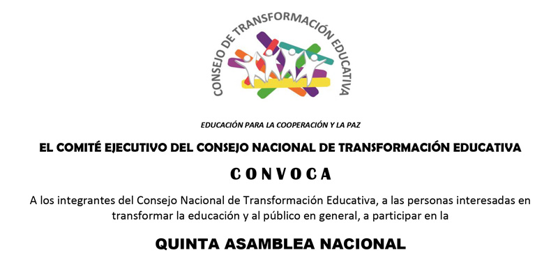 Convocatoria V Asamblea General del Consejo de Transformación Educativa