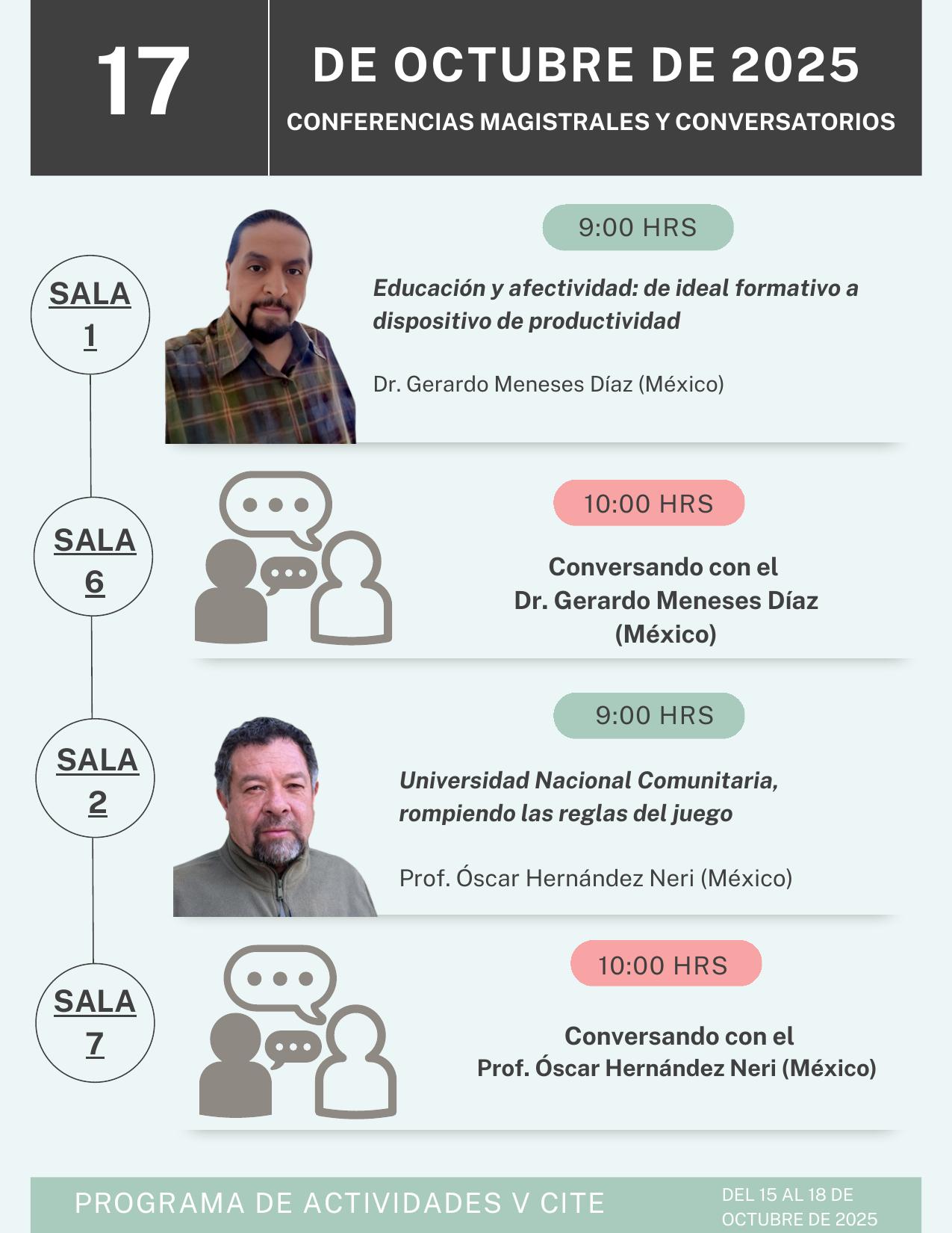 Conferencias magistrales: Profr. Oscar Hernández Neri y Dr. Gerardo Meneses Díaz