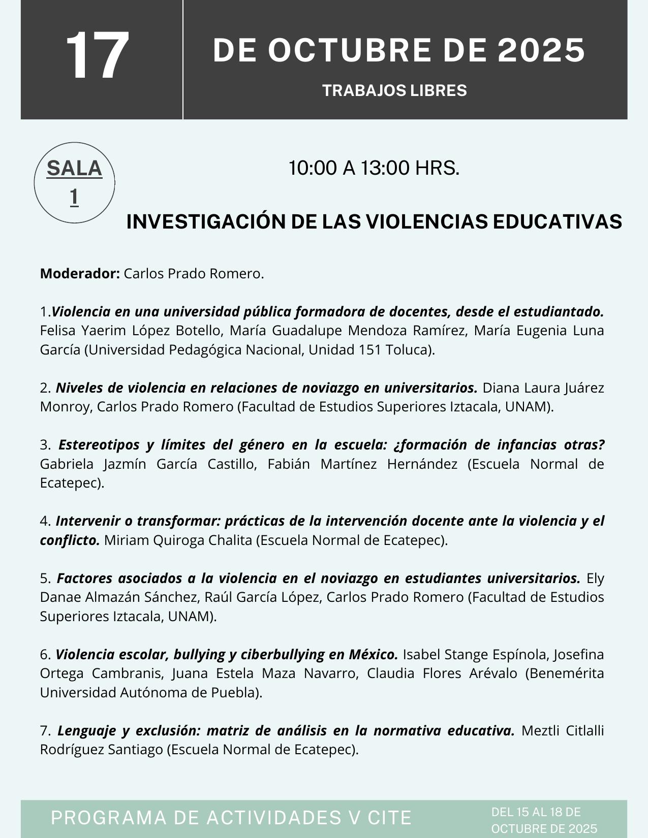 Investigación de las violencias educativas (trabajos libres)